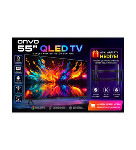 Onvo 55" QLED 4K Ultra Hd Google Smart Tv Dahili Uydu Alıcılı Askı Aparatı Hediyeli