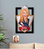 BK Gift Kişiye Özel İsimli Kadın Mühendis Karikatürlü 3D Ahşap Tablo
