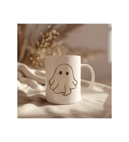 Hallowen Beyaz Cadı Tasarımlı Beyaz Seramik Baskılı Kupa Bardak 330ml
