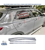 Kia Stonic Krom Cam Çıtası 4 Parça 2018 ve üzeri Paslanmaz Çelik (Gümüş)