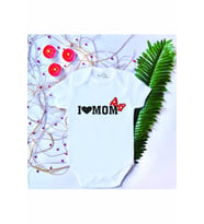 Unisex Bebek Baskılı I Love Mom %100 Pamuklu Çıtçıtlı Body Zıbın
