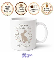 Cruelty Free Baskılı Zulümsüz Çay Kupası Vegan Hediye Porselen Bardak