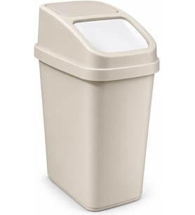L Sallanır Kapaklı Plastik Çöp Kovası, Krem,