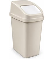 L Sallanır Kapaklı Plastik Çöp Kovası, Krem,
