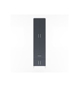 Hyperion Dolap 5 Raflı Tek Çekmeceli 4 Kapaklı 60x44x243 Antrasit-Antrasit