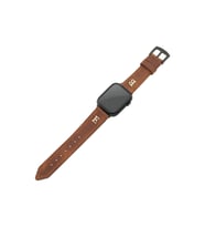 İsminizin Baş Harflerine Özel Deri Gümüş Harfli Apple Watch Saat Kordonu - Kahverengi
