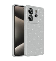 Xiaomi Redmi Note 14 Kılıf Kamera Korumalı Simli Lüks Işıltılı Silikon (Gümüş)