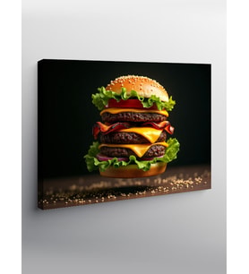 Kanvas Tablo Çift Katlı Burger Çizimi