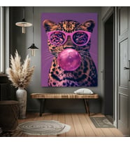 SAKIZ PEMBE LEOPAR EV DUVAR SALON GÜZELLİK SALONU OFİS DÜKKAN DEKARASYON KANVAS TABLO (Akçaağaç)