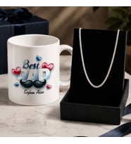BK Gift Kişiye Özel Babalar Günü Tasarımlı Beyaz Kupa & Kral Zincir Kolye -10, Babalar Günü Hediyesi
