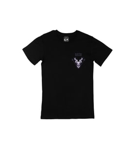 Deer Geyik Cep Logo Tasarımlı Siyah Tişört