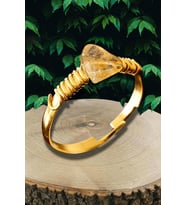 Sertifikalı Kırık Taşlı Gold Model Sitrin Taşı Yüzük - Ayarlamalı (Çok Renkli)