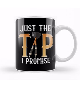 Funny Just The Tip I Promise Darts Pun Dart Player Kupa Bardak Porselen
