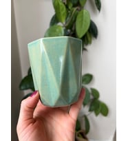 Geometrik Kahve Mug (kupa)-Yeşil (Krem - Yeşil)