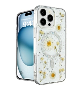 Iphone 16 Pro Kılıf Daisy Simli Magsafe Kapak - Gümüş