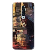 Oppo Reno 2Z 4 Lite 4 Pro 5 6 7 A31 Kılıf Desemli Silikon Kız ve Kedi 1762