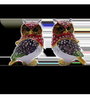 Swarovski Taşlı 2'li Baykuş - Gizli Hazneli Masaüstü Hediyelik Süs Eşyası  Hediyelik Kutusunda (Karışık)