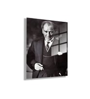 Temperli Gerçek Cam Ofis Tablosu Klasik Atatürk Portresi
