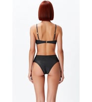 Kadın Bikini Takımı Ayarlanabilir Askılı Kaplı Yüksek Bel Simli Örme Balensiz Aksesuarlı Regular