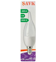 (1 Adet) Şavk 5,5W (37W) Sarı Işık (3000K) E14 Duylu (İnce Duy) Led Kıvrık Ampul