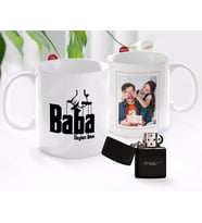 BK Gift Kişiye Özel Babalar Günü Hediyesi Fotoğraflı Kupa Bardak ve Benzinli Çakmak Seti-6 (Model 1)