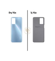 Oppo A16 Mavi Uyumlu Arka Kapak Arka Cam Batarya Pil Kapağı Lazer Kesim Back Cover