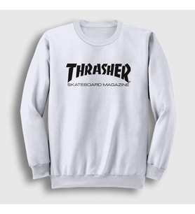 Presmono Unisex Beyaz Logo V5 Thrasher Sweatshirt 279292tt (Beyaz)