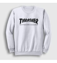 Presmono Unisex Beyaz Logo V5 Thrasher Sweatshirt 279292tt (Beyaz)