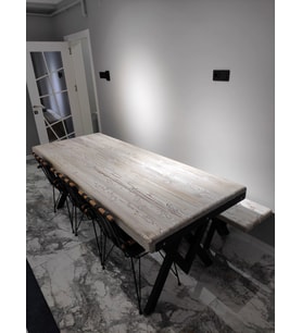 Masif Ahşap Masa 200*85cm BEYAZ ESKİTME