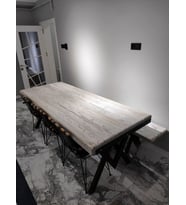 Masif Ahşap Masa 200*85cm BEYAZ ESKİTME