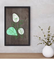 BK Home Minimal Çiçekler Dekoratif Ahşap Siyah Çerçeveli Tablo-1