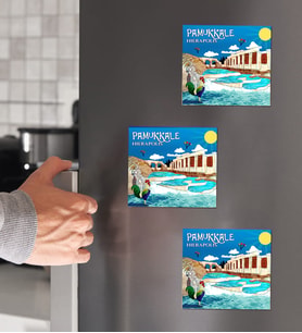 Pamukkale Tasarımlı 3'lü Ahşap Magnet