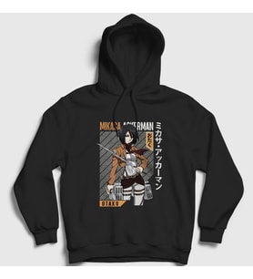 Presmono Unisex Siyah Mikasa Fan Anime Attack On Titan Kapüşonlu Sweatshirt 125380tt
