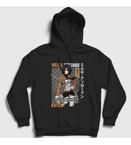 Presmono Unisex Siyah Mikasa Fan Anime Attack On Titan Kapüşonlu Sweatshirt 125380tt