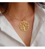 Kişiye Özel Hayat Ağacı Halka Model Çoklu İsim Kolye 925K Gümüş (Gold)
