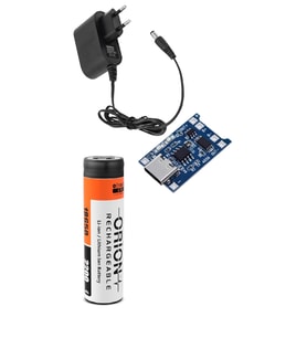 1 Adet Orion Li-ion Pil, TP4056 Type-C Korumalı 18650 Pil Şarj Devresi ve 5V 1A Adaptör