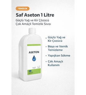 Saf Aseton 1 Litre Güçlü Kir Çözücü Çok Amaçlı Temizlik Sıvısı 1 Adet