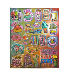 Metalik Sticker Stiker Defter Planlayıcı Etiket (QS002)-25x20 cm- Kek Pasta İçecek