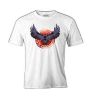 Raven Bird Screaming Beyaz Erkek Tshirt