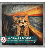 Edvard Munch Çığlık Posteri, Eğlenceli Poster, Kedili Poster, Duvar Posteri, Kedi Sevenlere Hediye