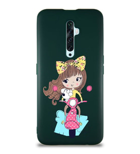 Oppo Reno 2Z Soft Premier Kapak Vespagirl Tasarımlı Silikon Kılıf - Yeşil (Şeffaf)