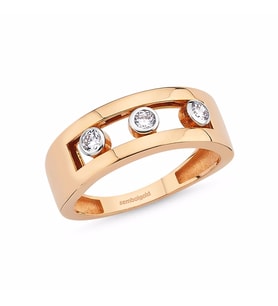 Altın Yüzük 14K Rose Oynar Taşlı (Çok Renkli)