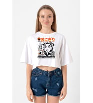 Demon Slayer Anime Super Yummy Beyaz Kadın Crop Tshirt