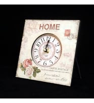 MUTFAK › AHŞAP SAATLER › Saatler-MB KARE HOME TEMALI MASA SAATİ-KÜÇÜK-16*16*3 CM