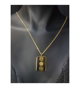 Kubera Yantra V Sri Yantra Koruyucu Güçleri Birleştiren Sayılar Sarı Renk925 Ayar Gümüş Kolye