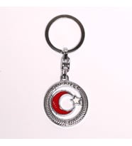METALİK RENGİ AY-YILDIZ TEMALI  ÇELİK ANAHTARLIK-ANAH472