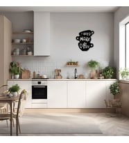 Metal Dekor I Need More Coffee Metal Duvar Tablosu İmza (Siyah)