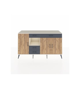 Kronos Konsol 4 Raflı 4 Çekmeceli 3 Kapaklı 176x59x99 Aytaşı-Çam/Antrasit