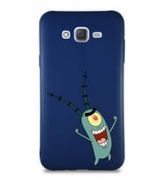 Samsung Galaxy J7 Core Soft Premier Kapak Plankton Tasarımlı Silikon Kılıf - Lacivert (Şeffaf)