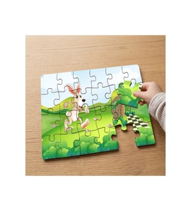 Koşan Tavşan ve Kaplumbağa Tasarımlı 24 Parça Ahşap Çocuk Puzzle MPK0961